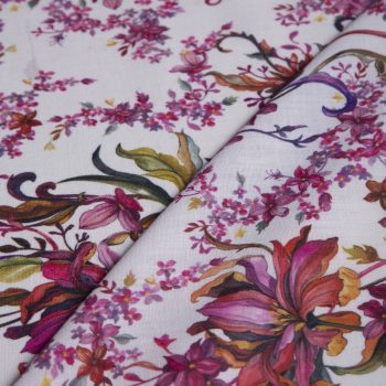 Ροζ Μωβ Floral Λινό